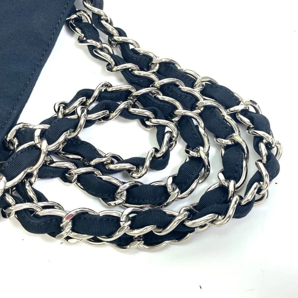 CHANEL Shoulder Tote Bag Chain Shoulder Bag Tote Bag enamel Black/SilverHardware - Picture 14 of 15